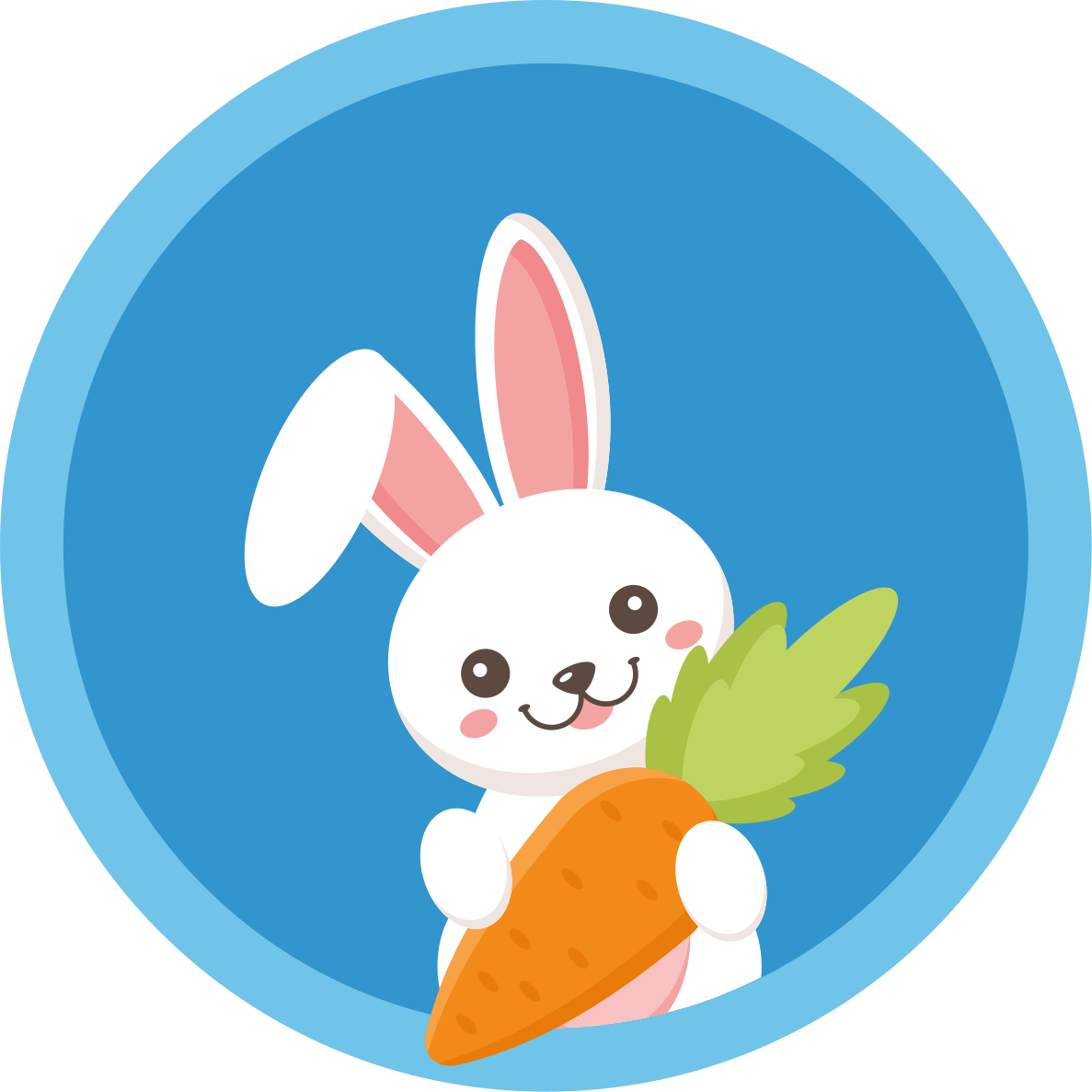 Happy bunny with carrot animal vinyl rug - TenStickers