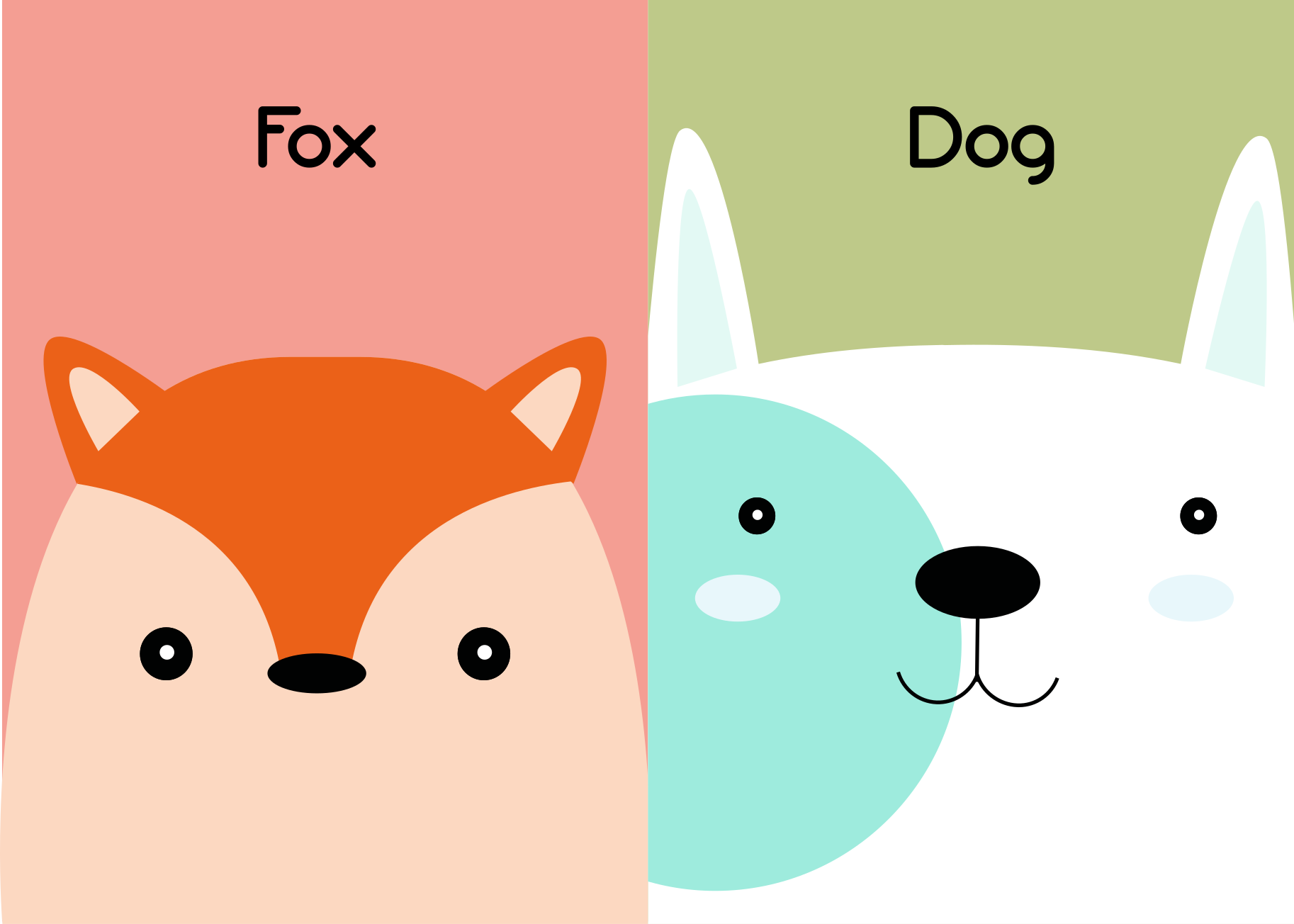 Fox and dog outside animal rug - TenStickers