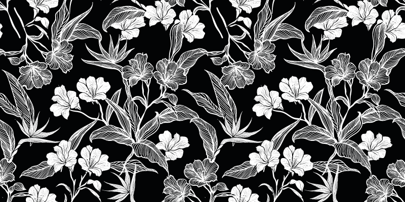 Black and white elegance flower vinyl rug - TenStickers