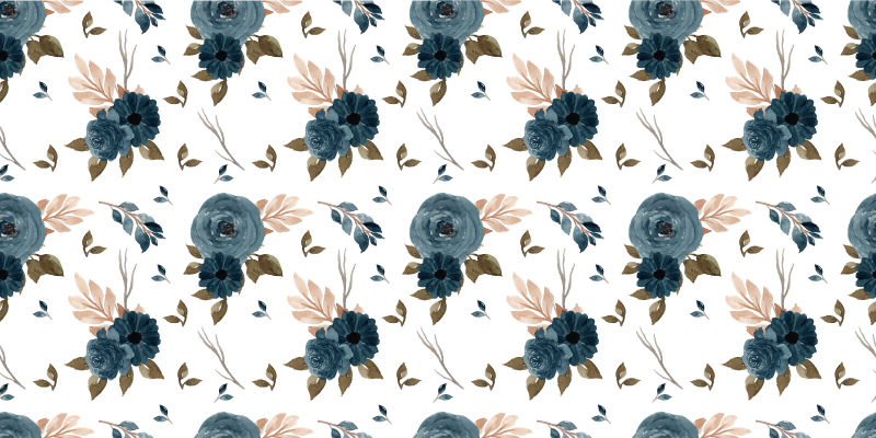 Blue elegant roses flower vinyl rug - TenStickers
