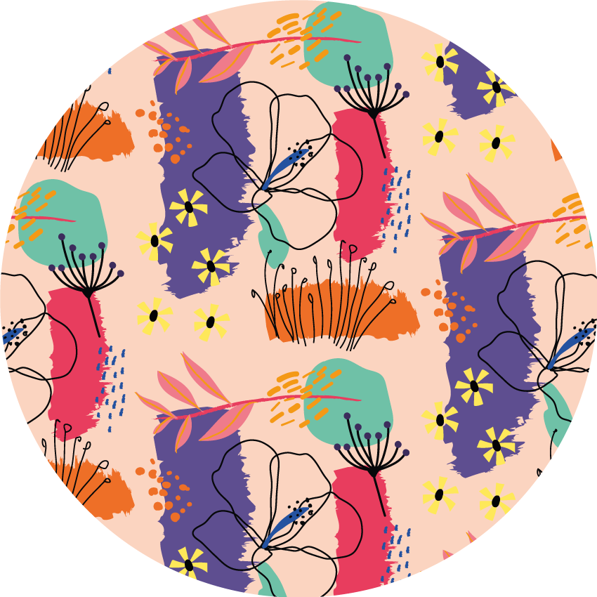 Bright Floral Motifs flower vinyl rug - TenStickers