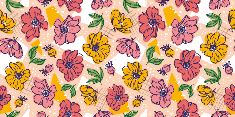 Flower vinyl rug with vibrant floral designs - TenStickers