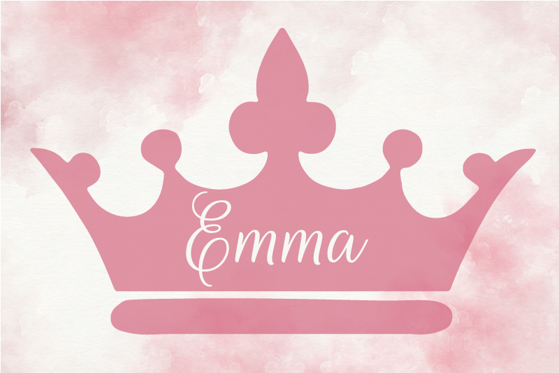 Pink crown with name vinyl rug - TenStickers