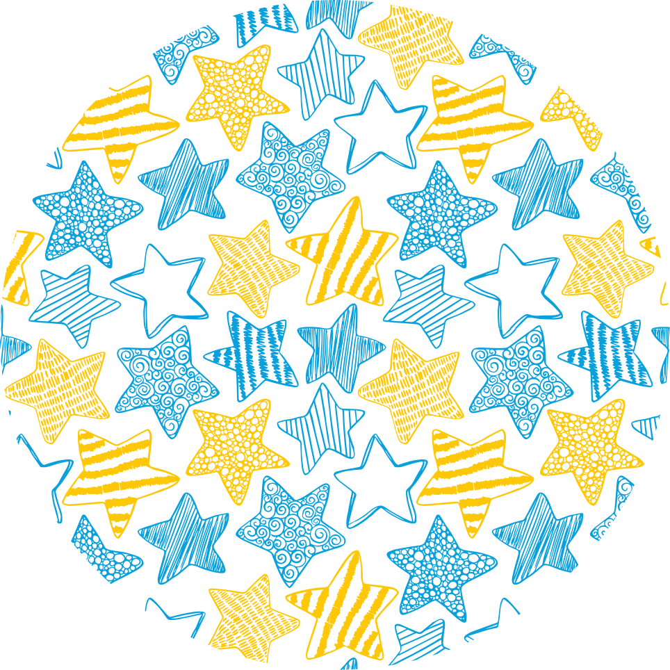 Yellow and blue design star vinyl rug - TenStickers