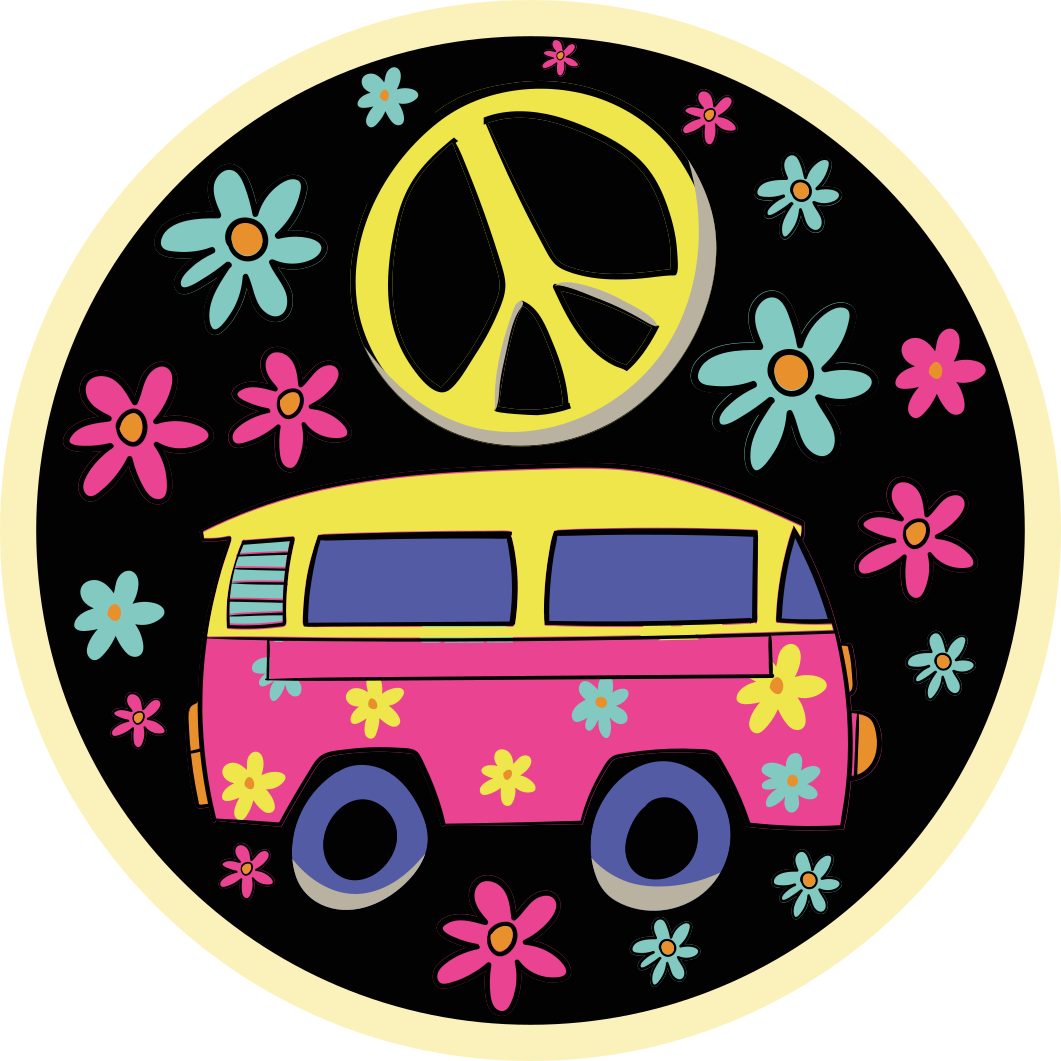 Minibus with peace sign vintage rug - TenStickers