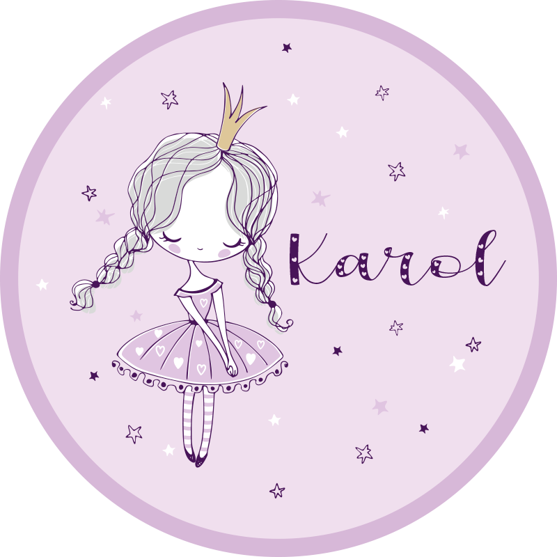 Princess with two braids  personalised mat - TenStickers