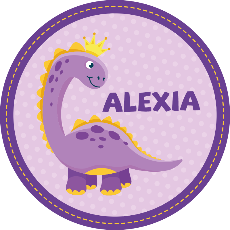 Circular dinosaur princess  personalised mat - TenStickers