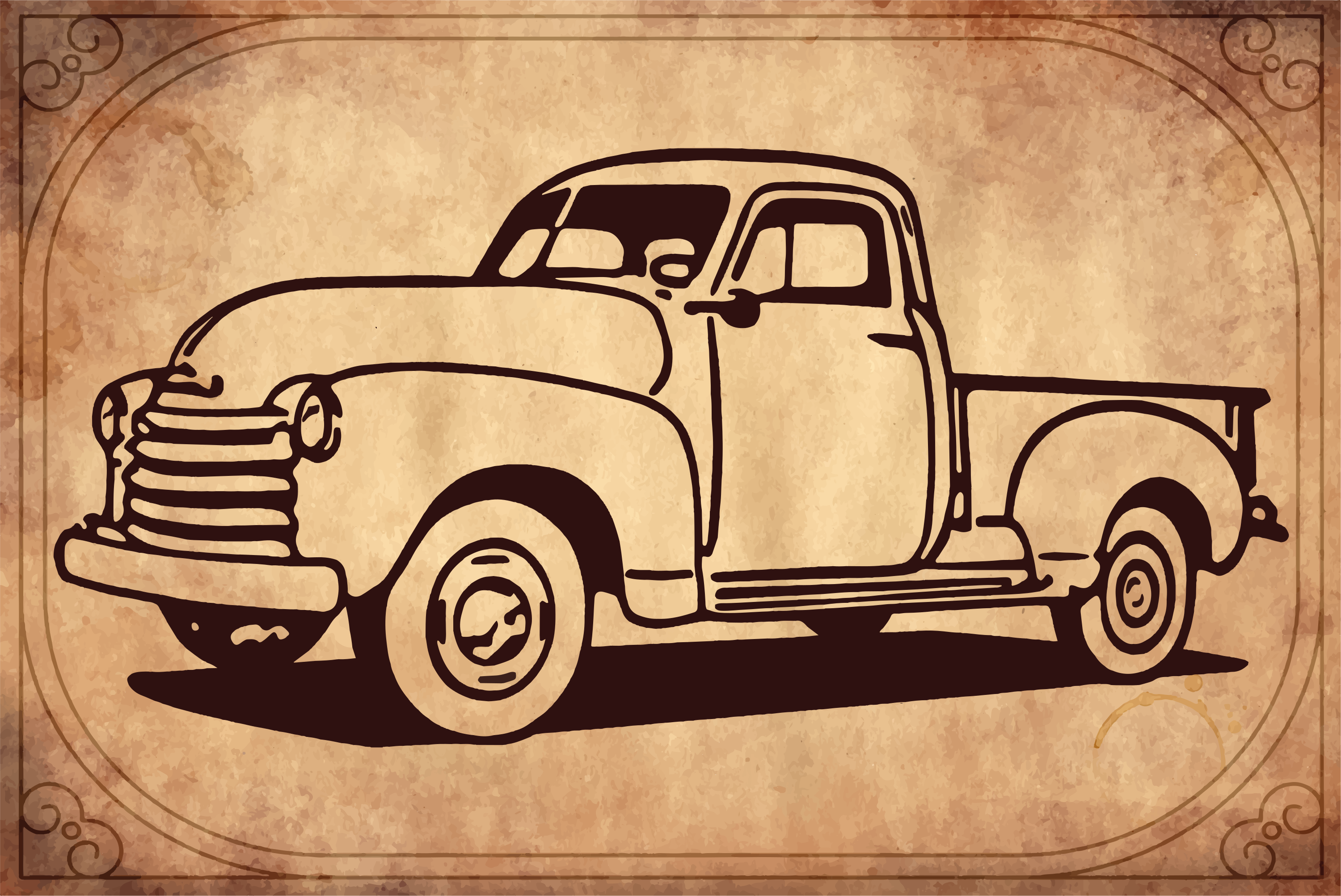 Classic American Pick up truck living room rug - TenStickers