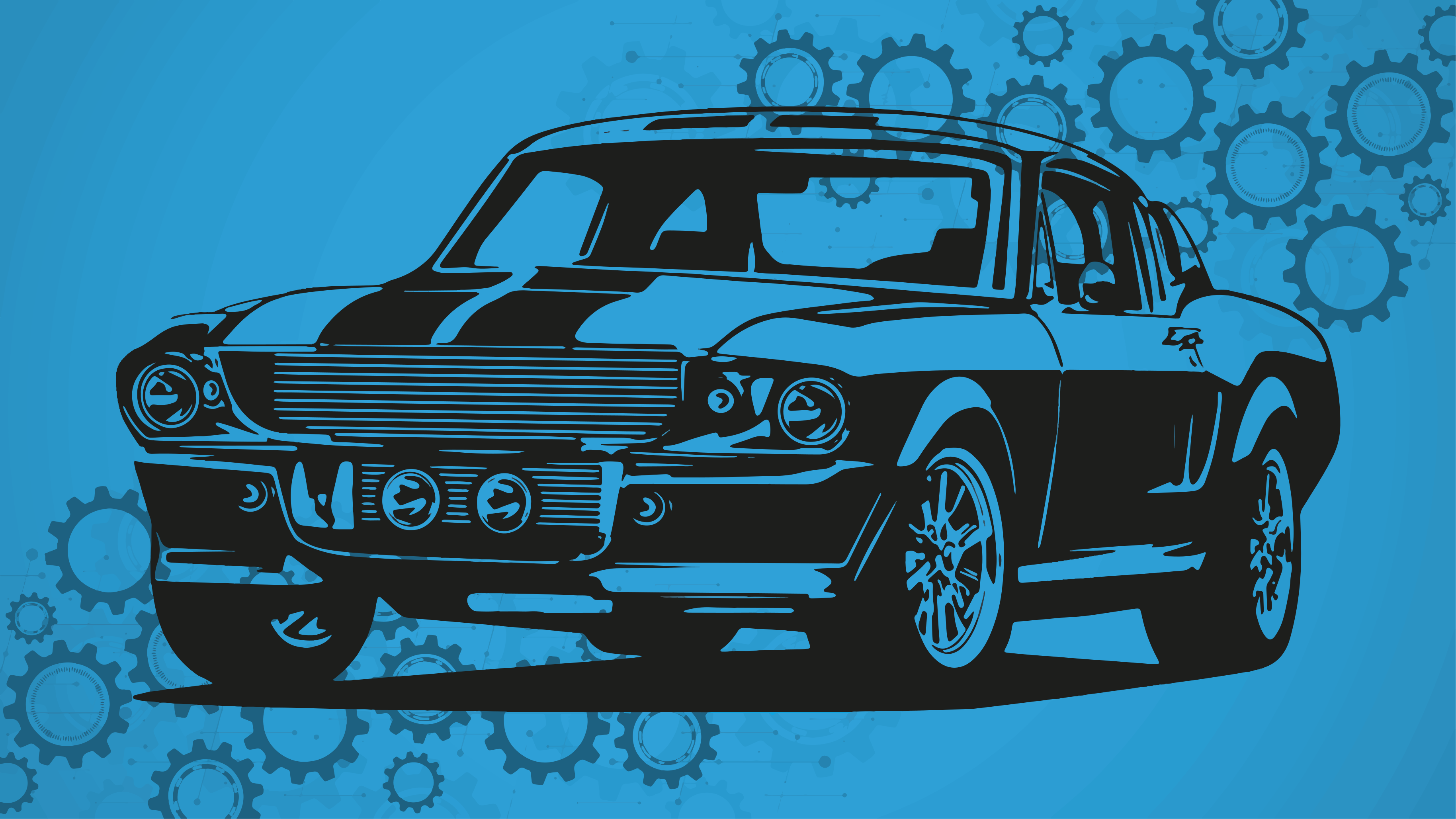 Timeless Automobile Depiction vinyl rug - TenStickers