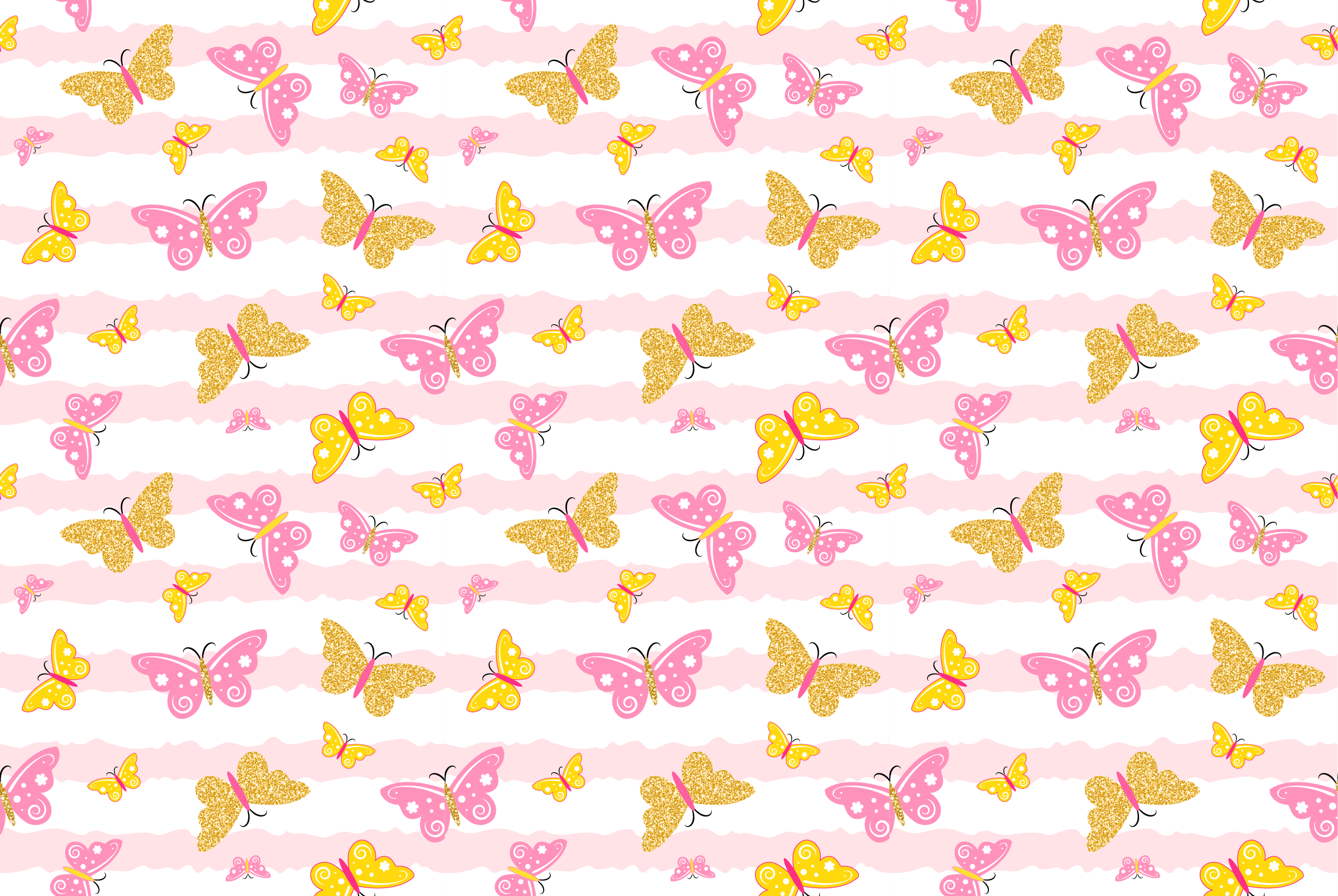 Pink and yellow butterflies vinyl rug - TenStickers