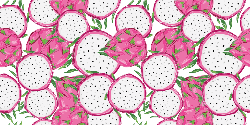 Pink cut half dragon fruit  kitchen floor tiles - TenStickers
