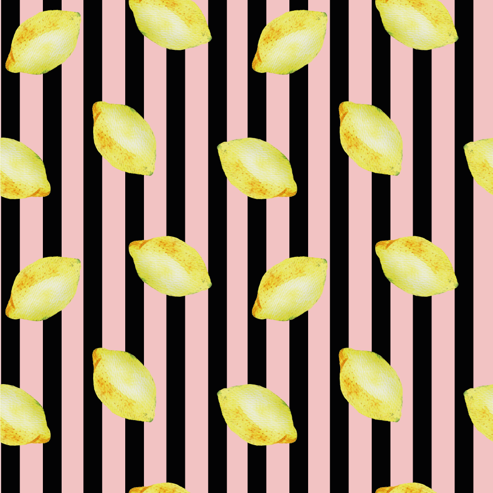 Watercolour pink lemons kitchen floor tiles - TenStickers