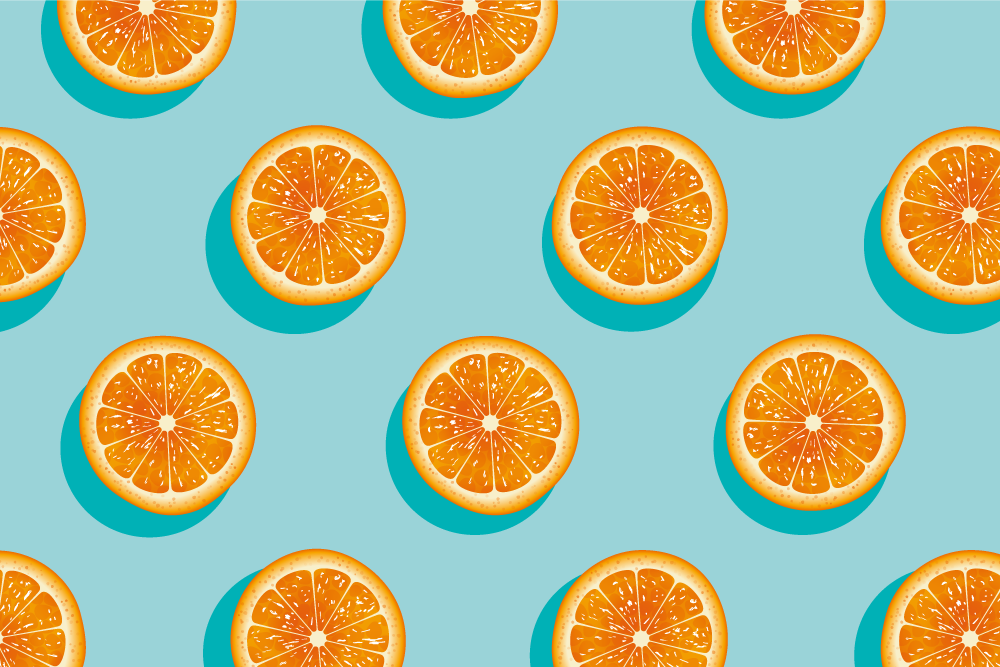 Slices of orange pattern kitchen floor tiles - TenStickers