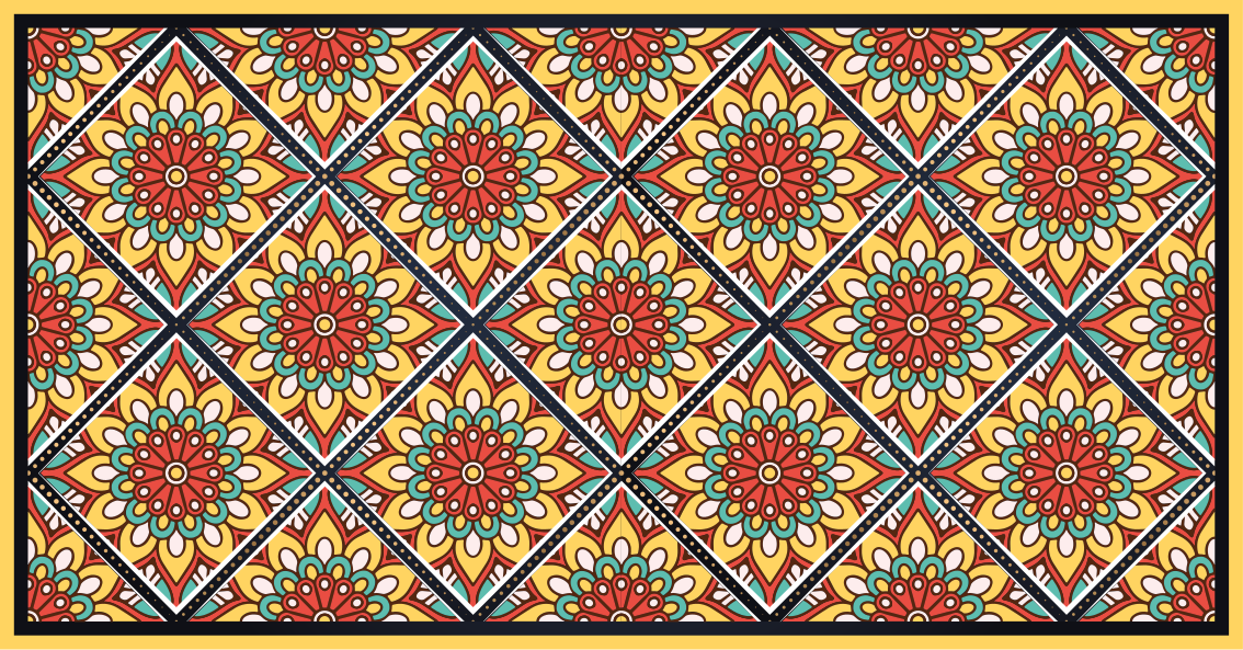 Ethnic yellow motive pattern floor rug - TenStickers