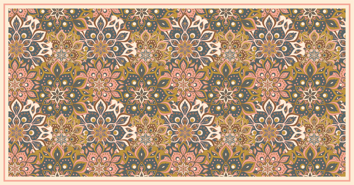 Pink, brown and blue mandala boho  vinyl rug - TenStickers