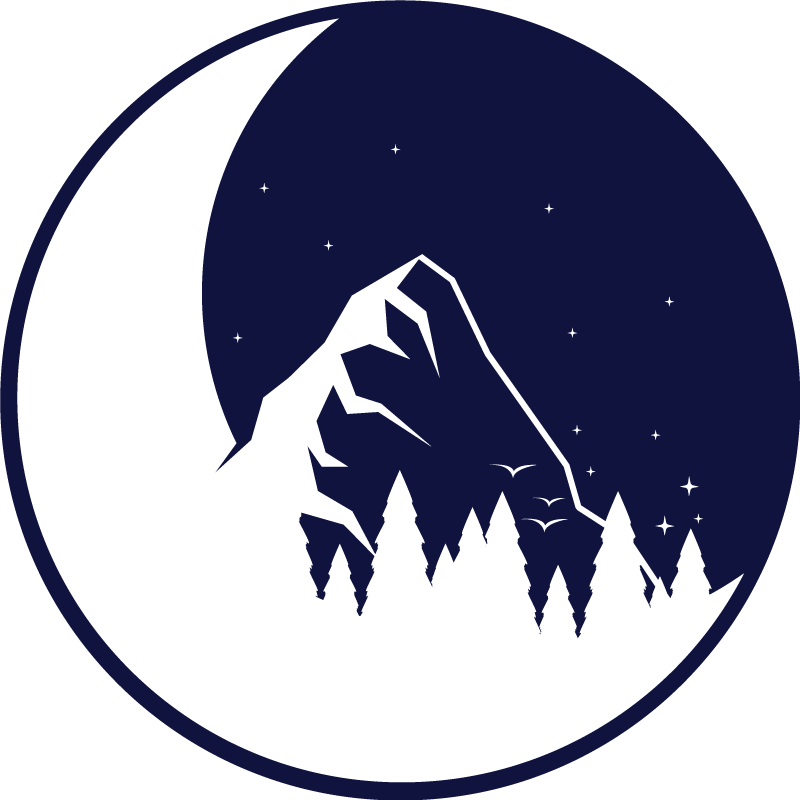 Cute silhouette of forest and moon modern rug - TenStickers