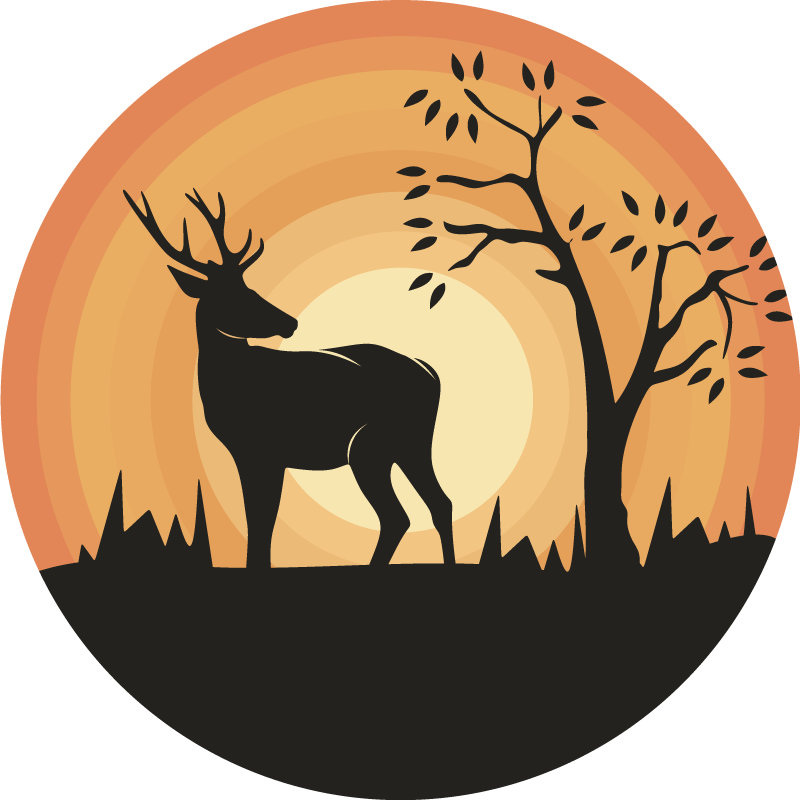 Retro serene deer silhouette vintage vinyl rug - TenStickers