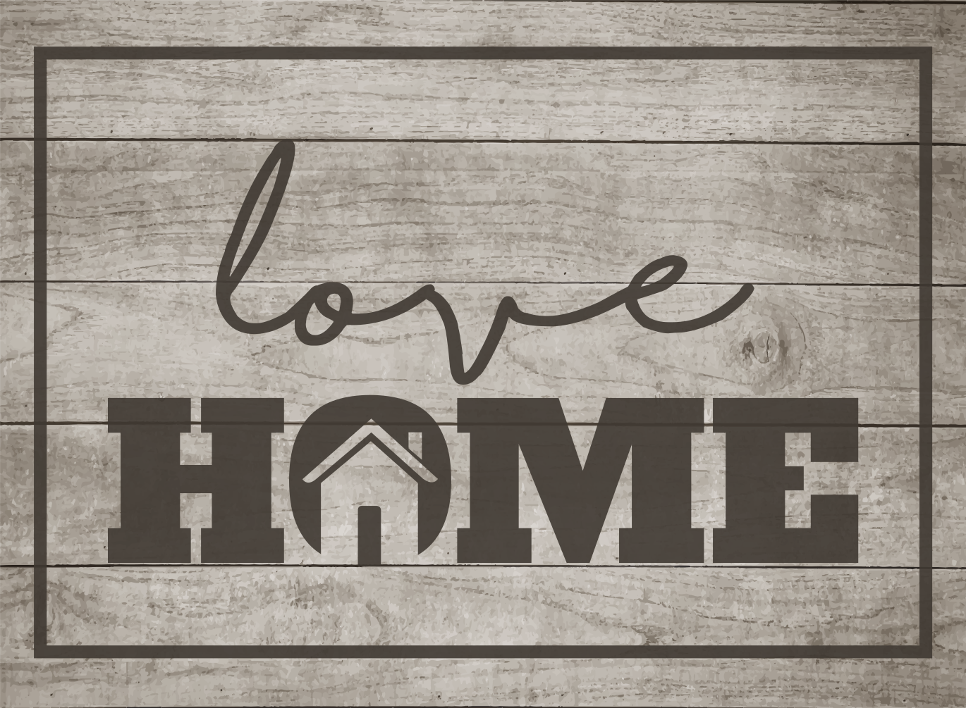 Wooden love home custom vinyl rug - TenStickers
