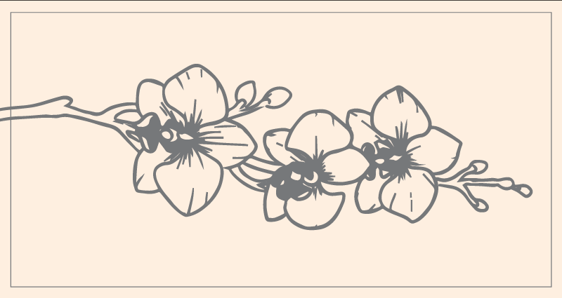 Orchids nature line art floral rug - TenStickers