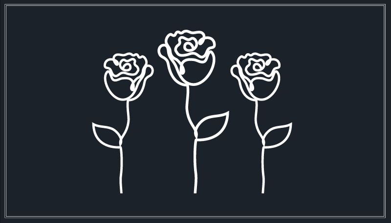 Botanical Sketch Representation flower vinyl rug - TenStickers