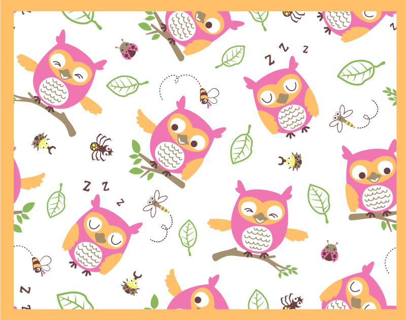 Cute Owl Pattern nursery vinyl rug - TenStickers