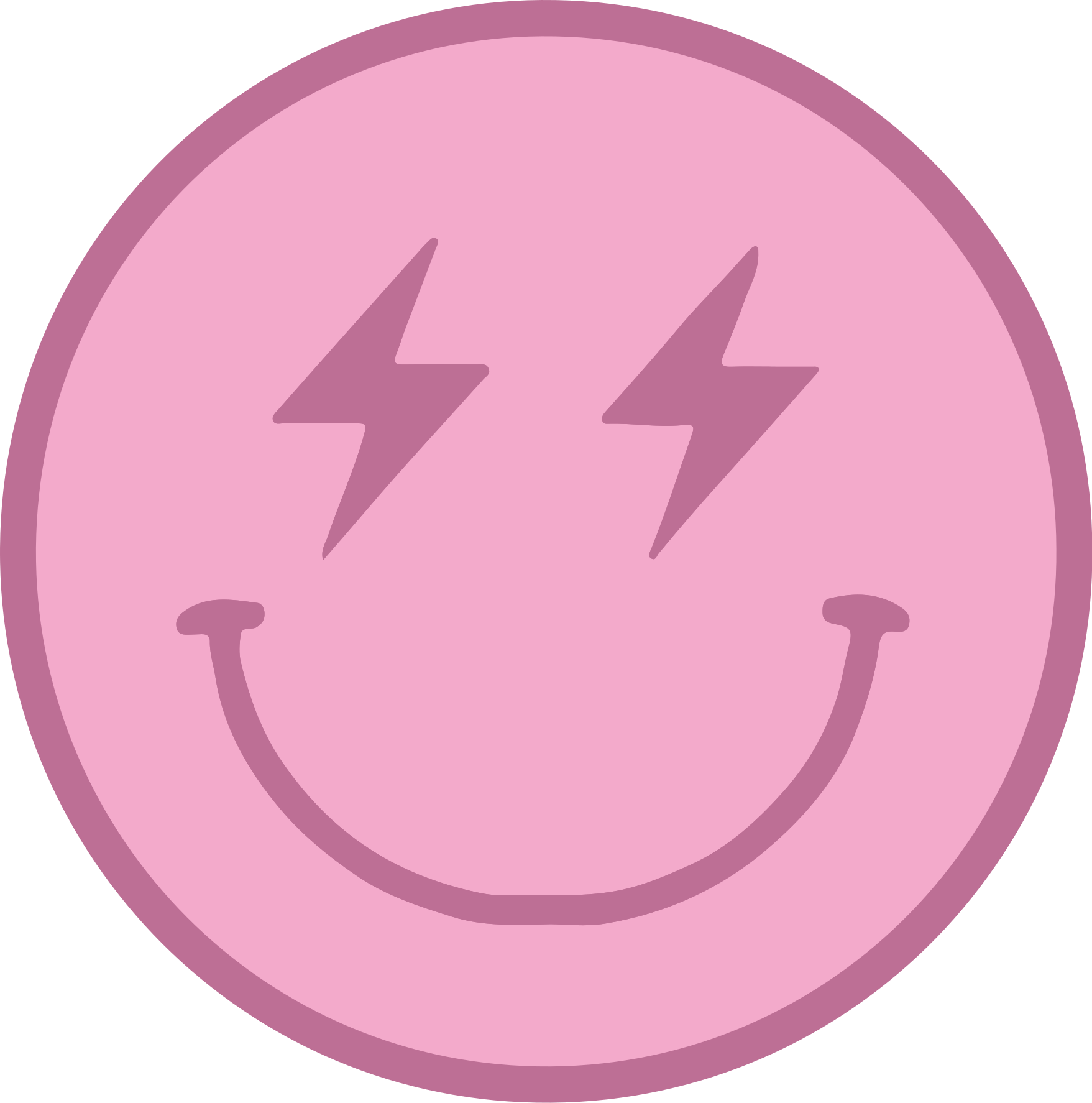 Pink lightning smiley face modern rug - TenStickers