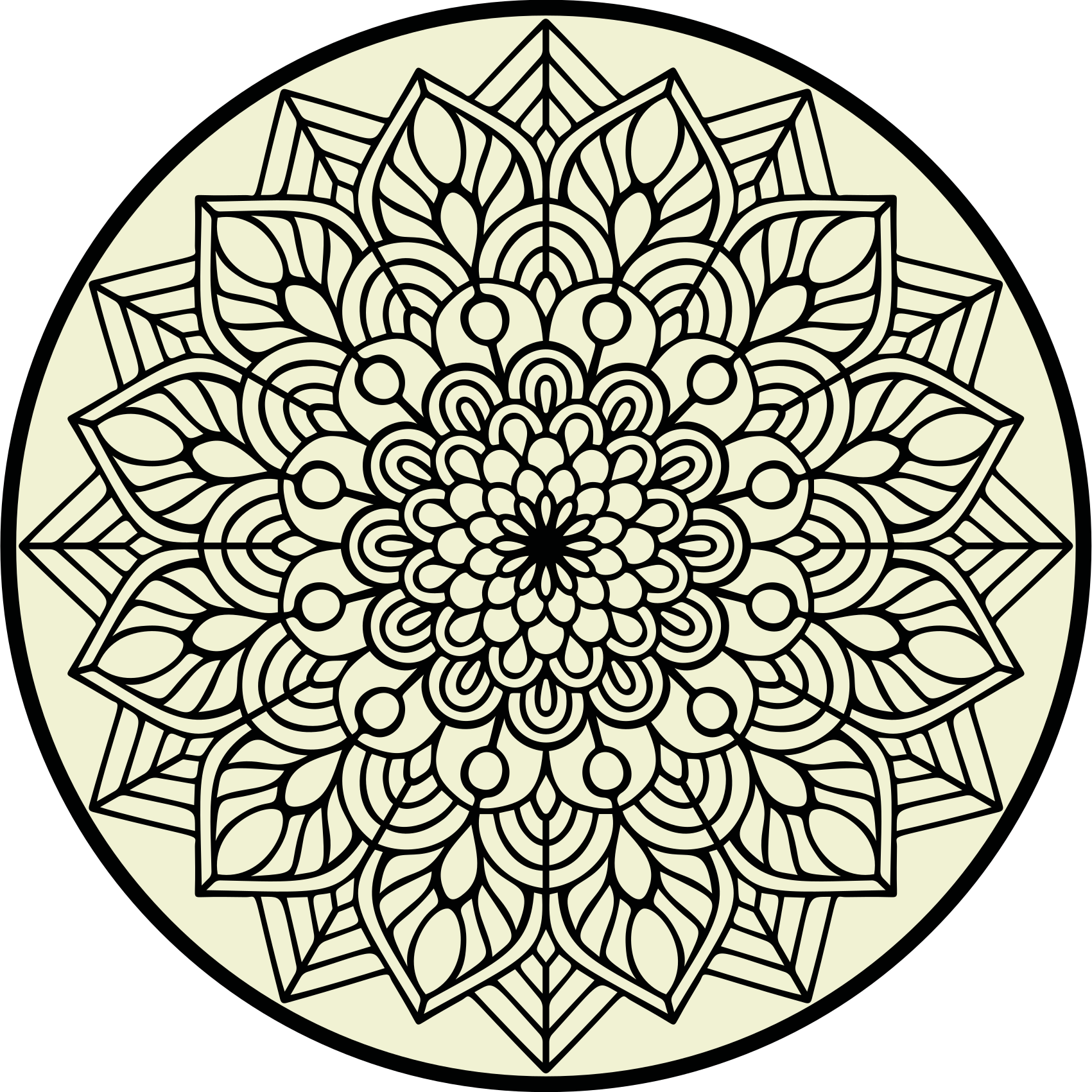 Graceful Botanical Emblem mandala vinyl rug - TenStickers