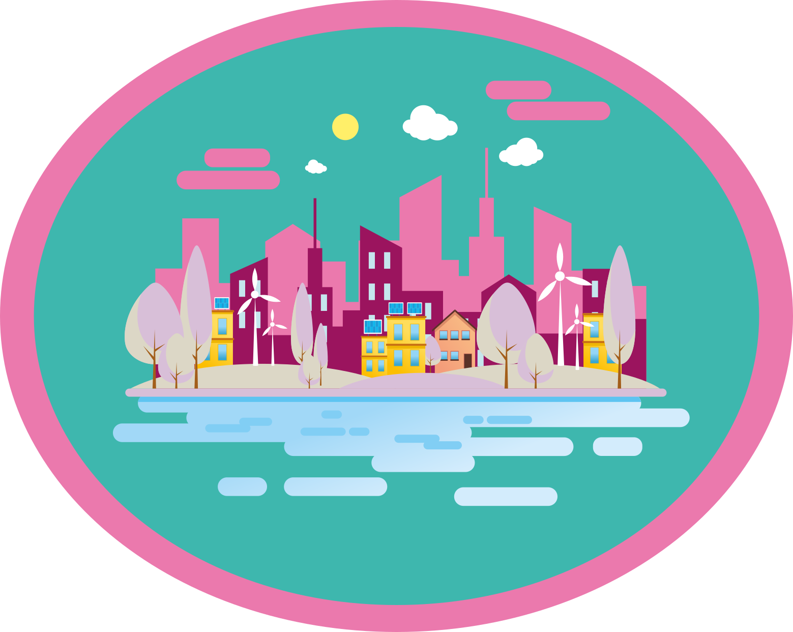 Colorful Cityscape vinyl rug - TenStickers