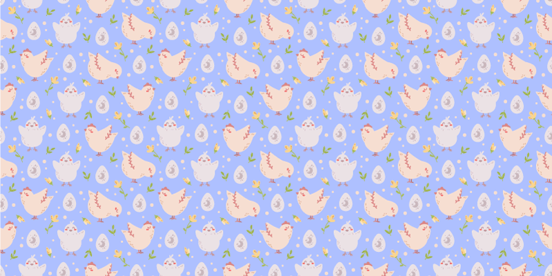 Delightful Chickens Motif vinyl rug - TenStickers