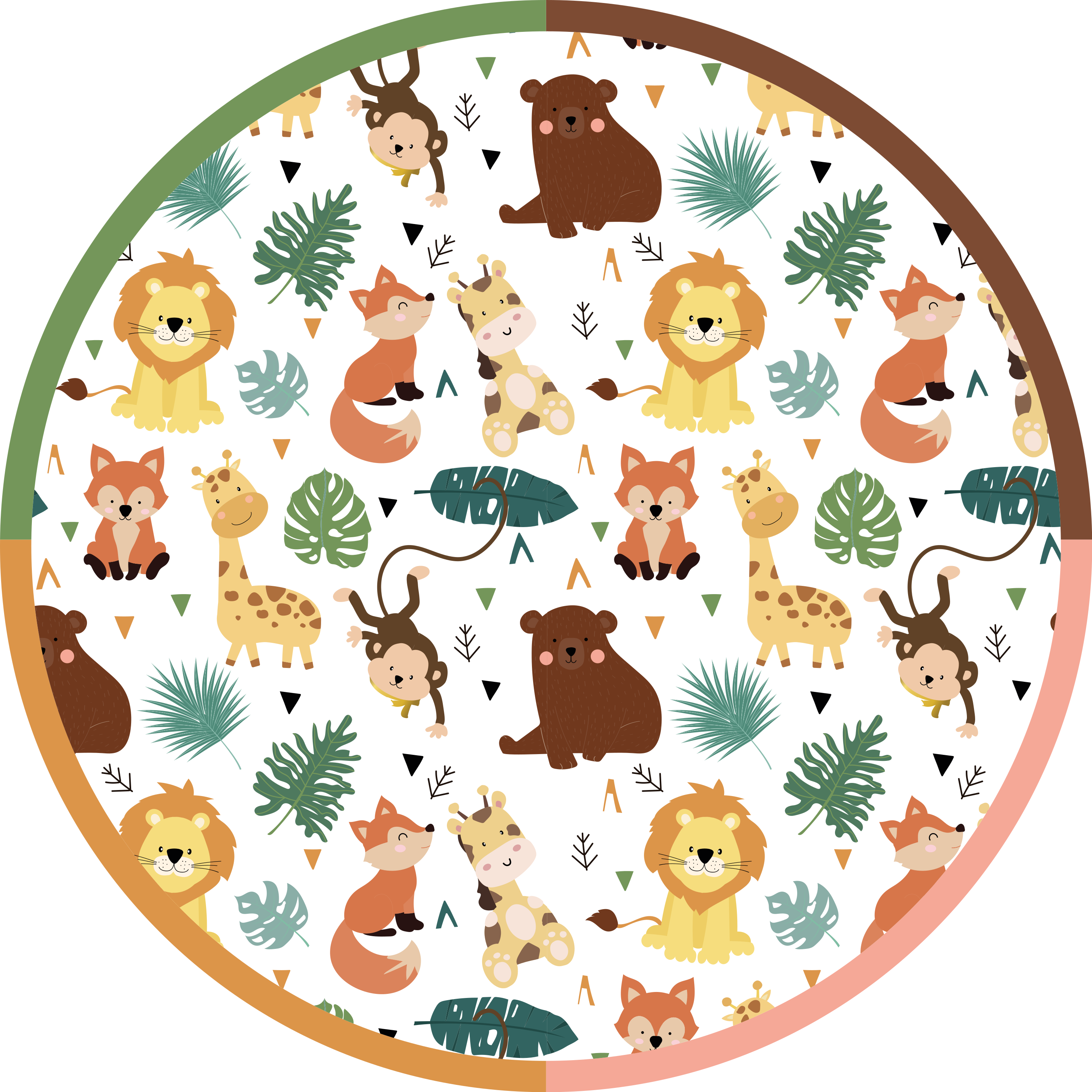 Colorful Jungle Friends animal vinyl rug - TenStickers