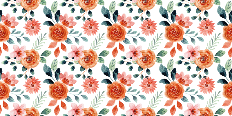 Delightful Botanical Motif flower vinyl rug - TenStickers