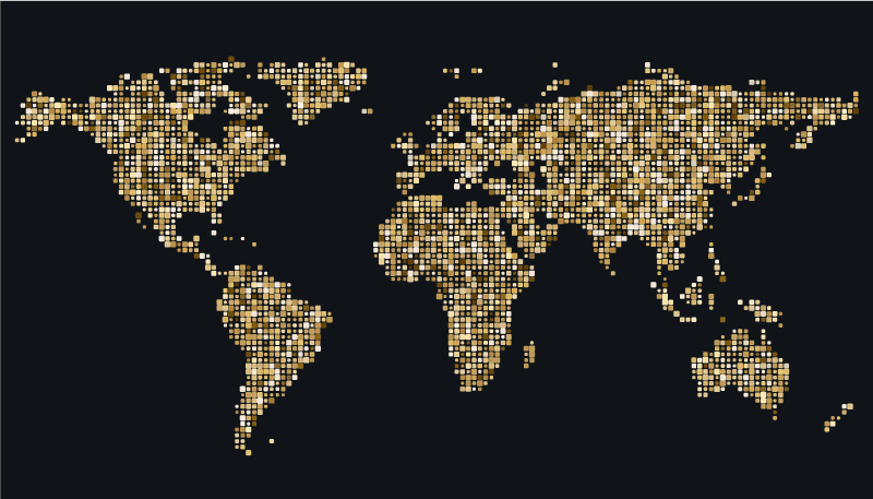 World map vinyl rug golden world map - TenStickers