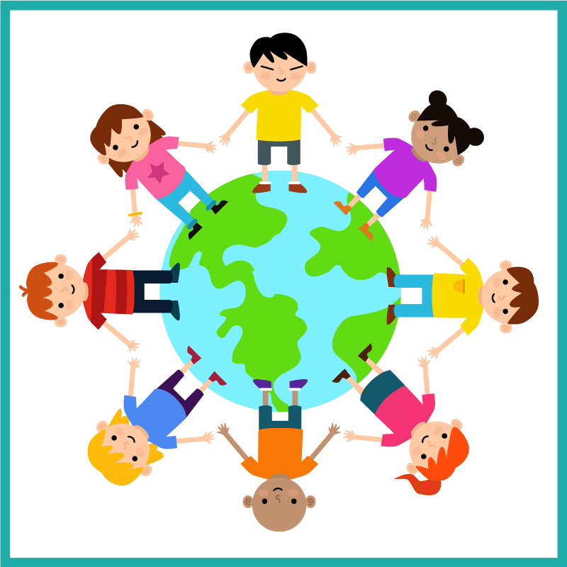 Kids grabbed by the hands world map rug - TenStickers