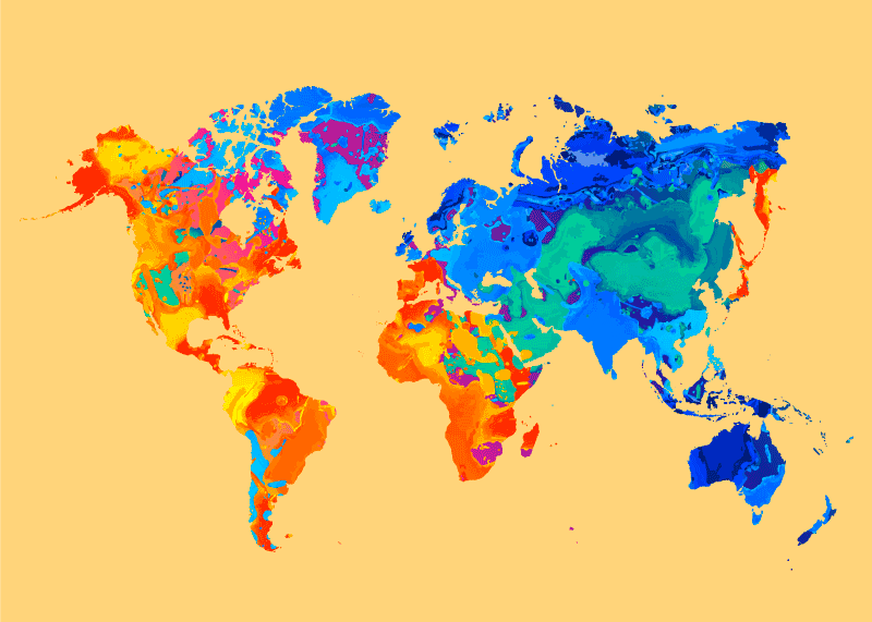Bright world map world map vinyl rug - TenStickers