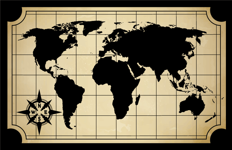 World Map Illustration world map vinyl rug - TenStickers