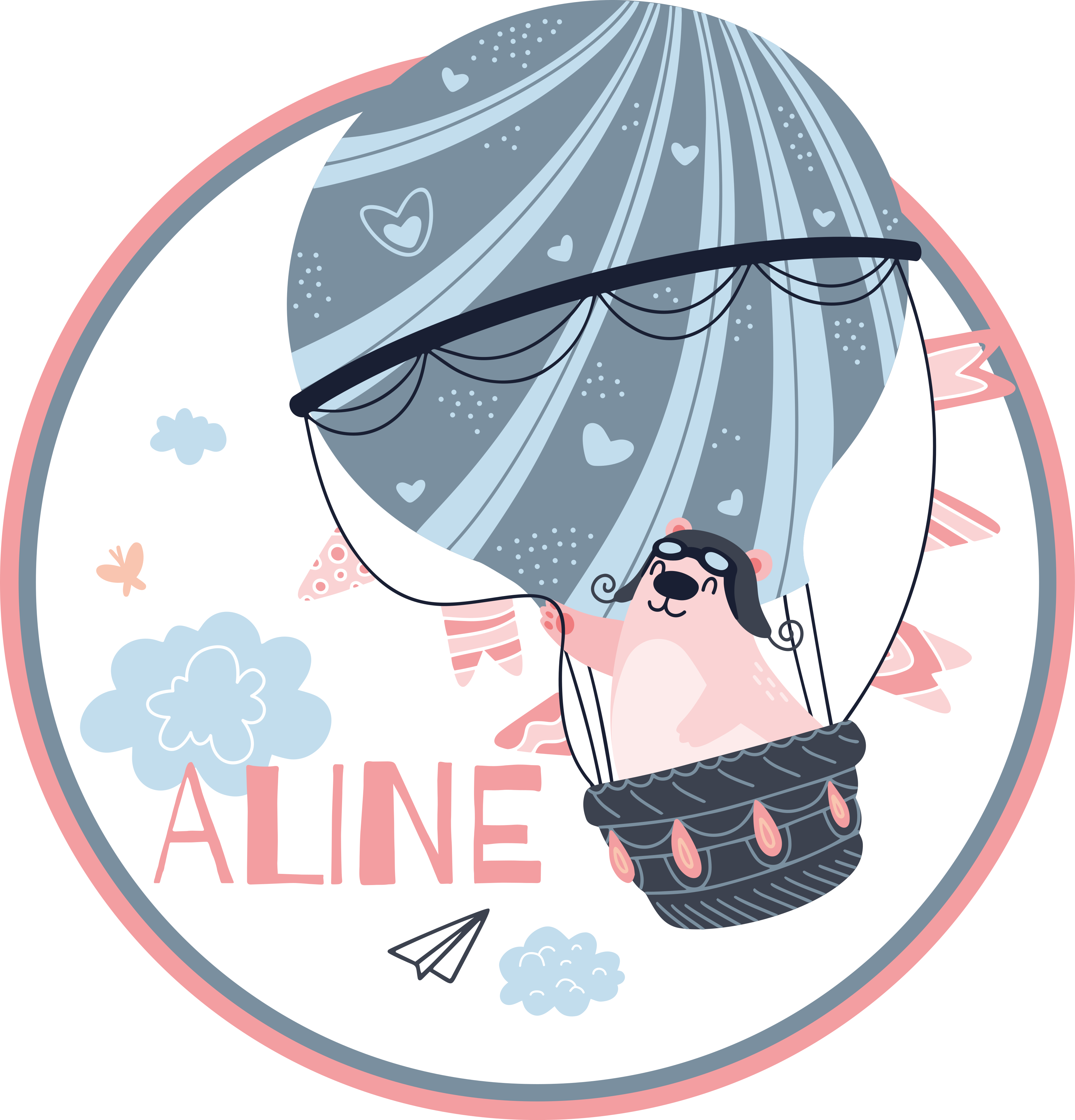 Hot Air Balloon custom vinyl rug - TenStickers