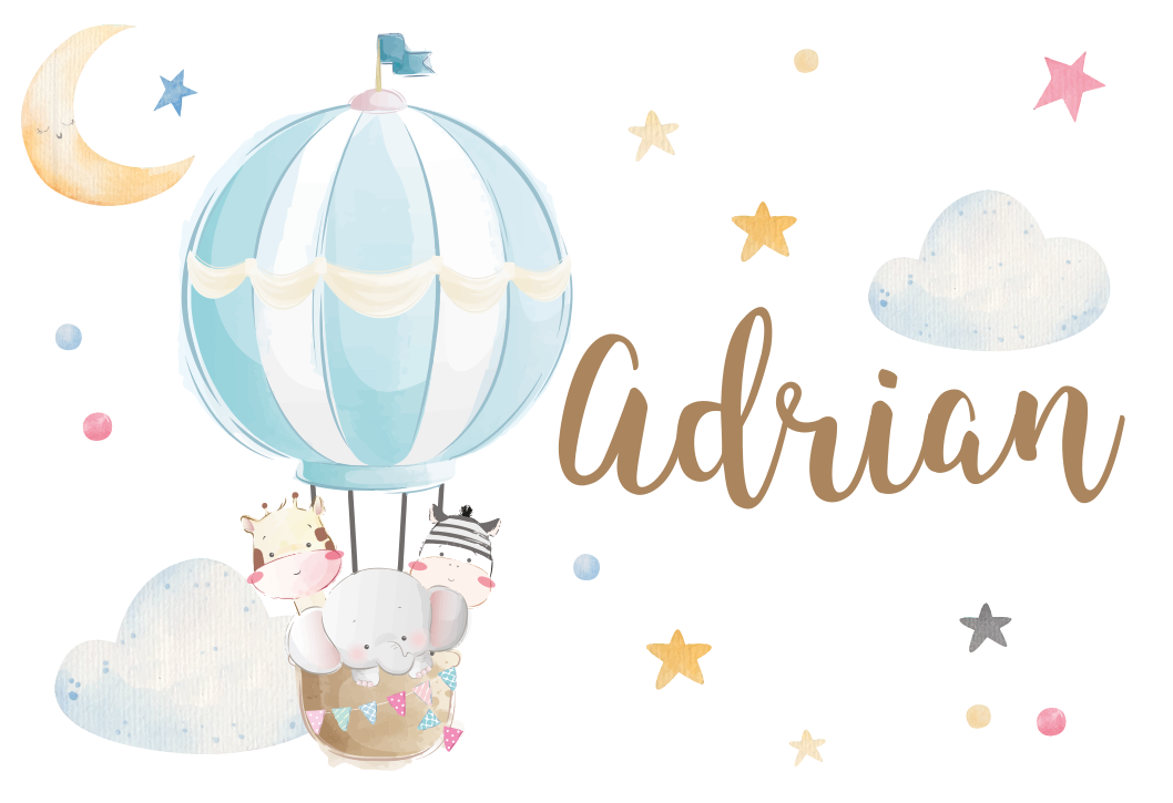 Aerial balloon with name vinyl rug - TenStickers