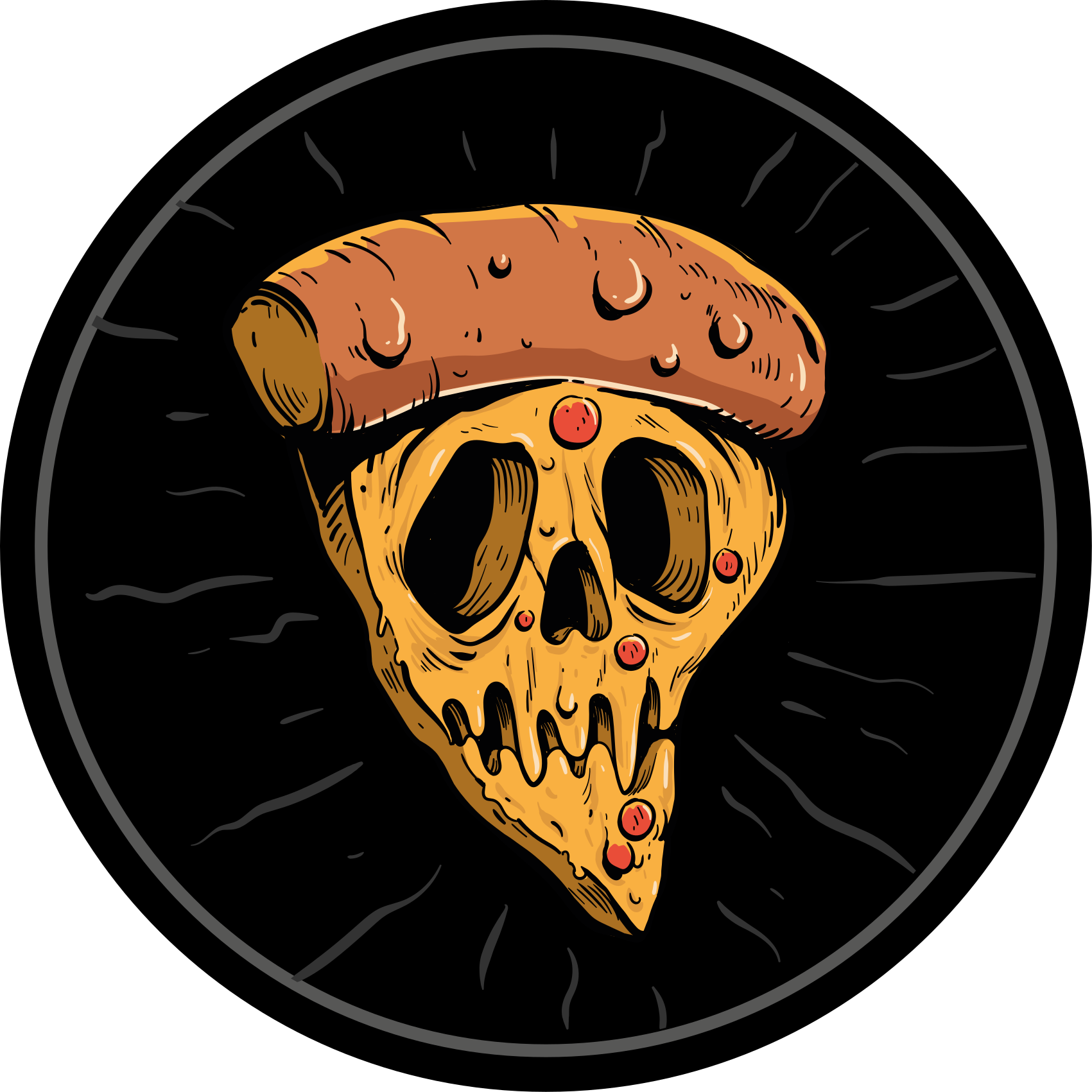 Pizza skull graffiti style modern rug - TenStickers