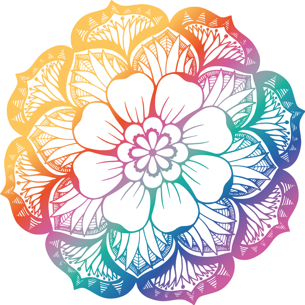 Colorful Floral Motif mandala vinyl rug - TenStickers