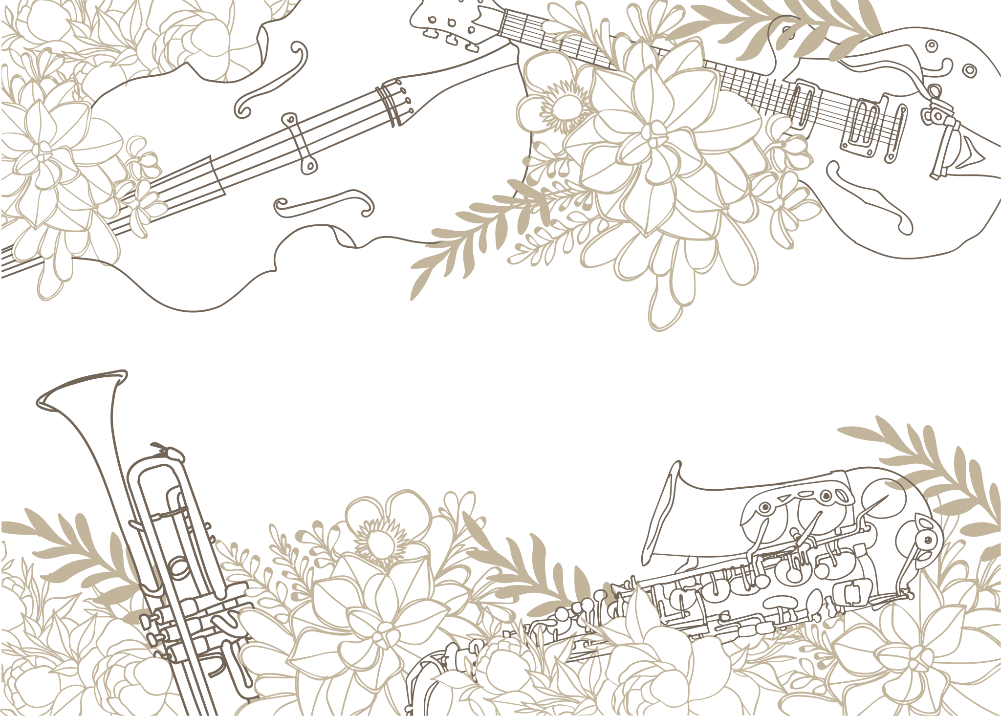 Musical Floral Arrangement flower vinyl rug - TenStickers