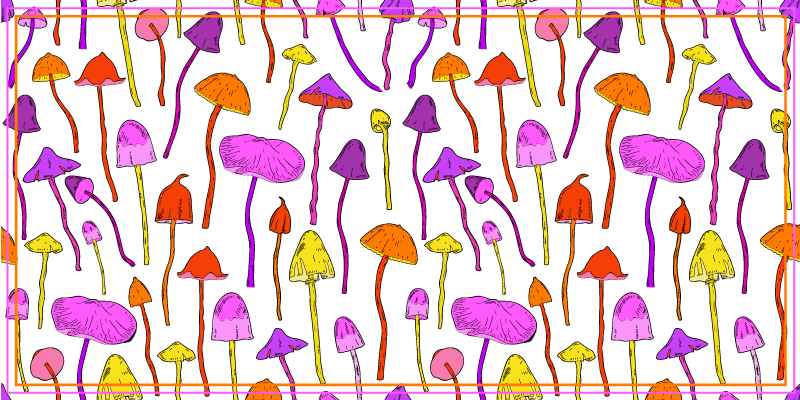 Colorful Mushroom Illustrations nature vinyl rug - TenStickers