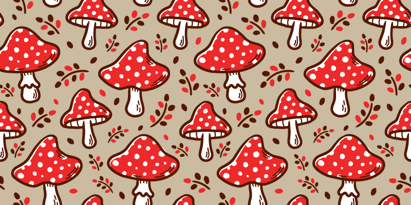 Vibrant Fungal Motifs flower vinyl rug - TenStickers