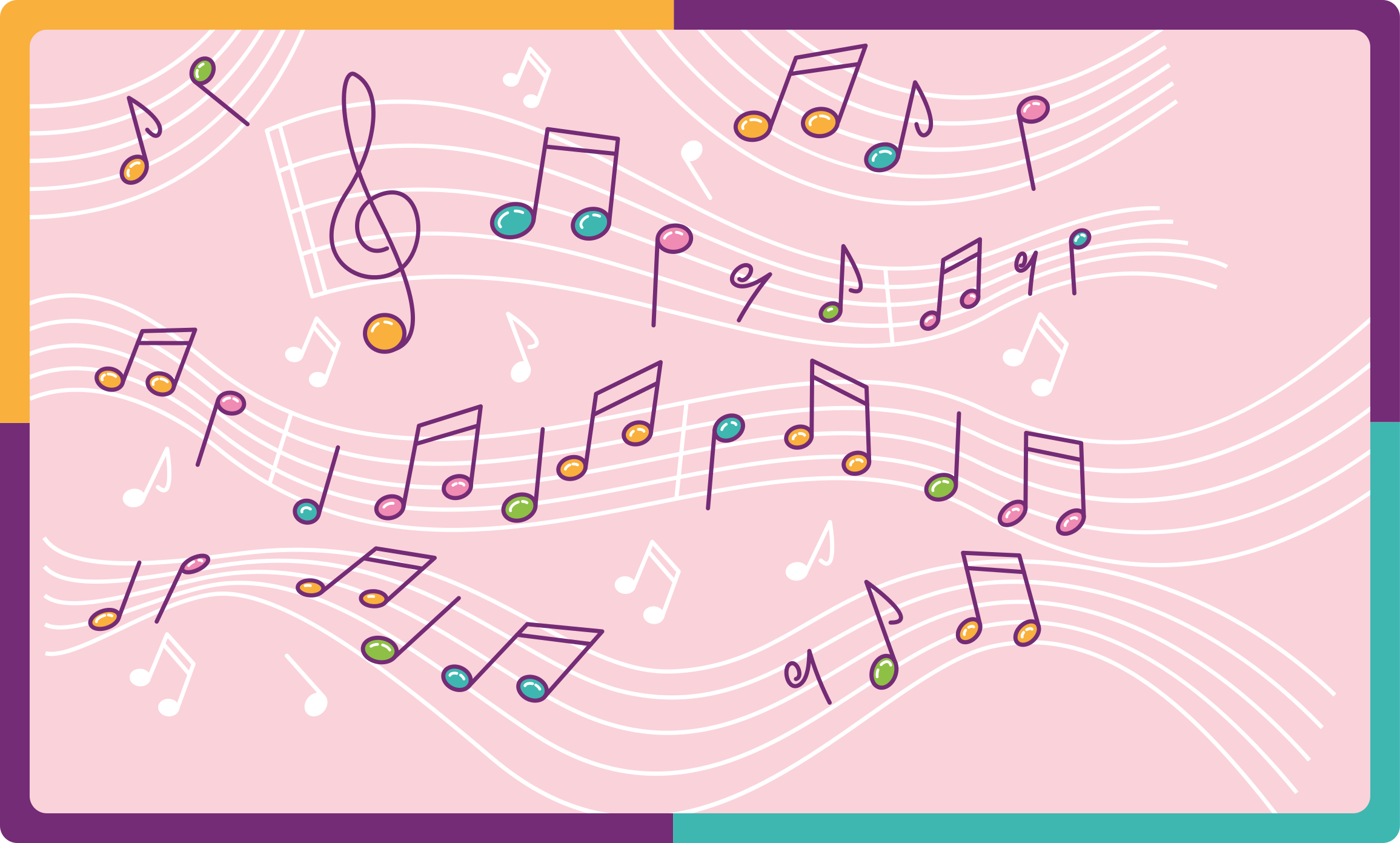 Melodic Note Flow teenager vinyl rug - TenStickers