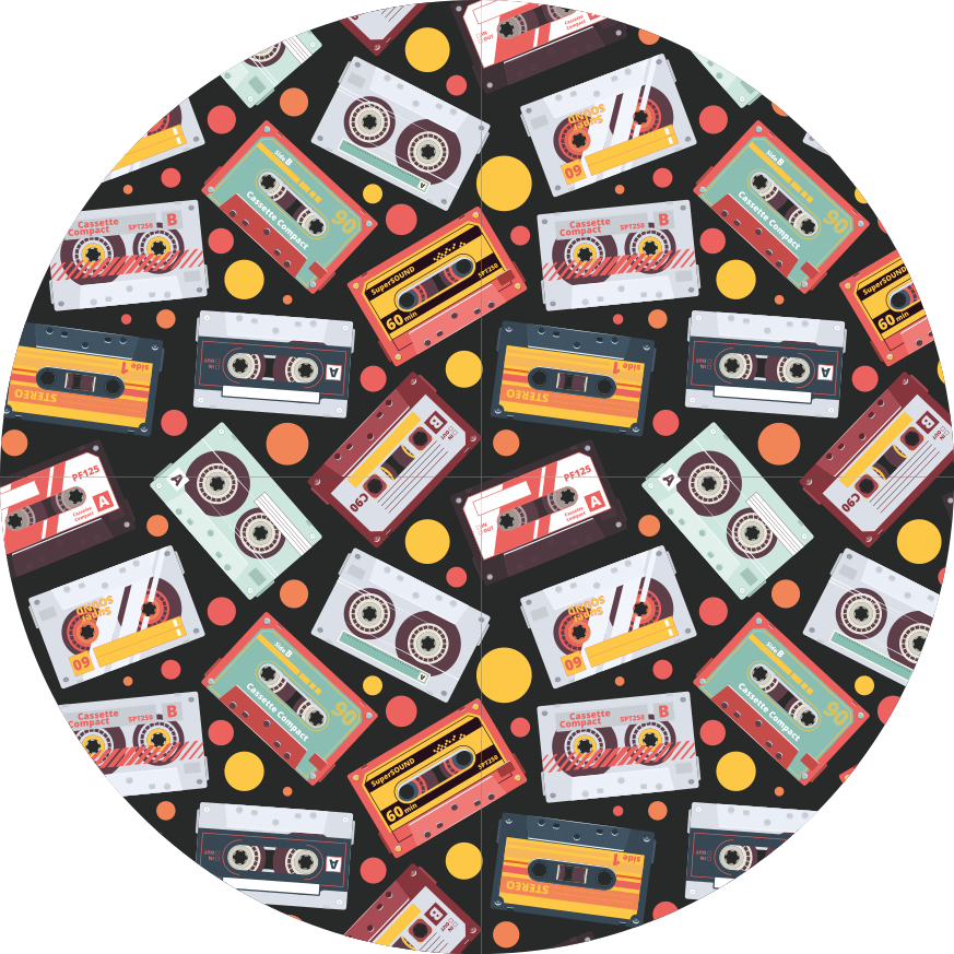 Vintage vinyl rug with cassette design pattern - TenStickers