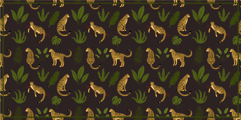 Leopard Leaf Pattern animal print vinyl rug - TenStickers