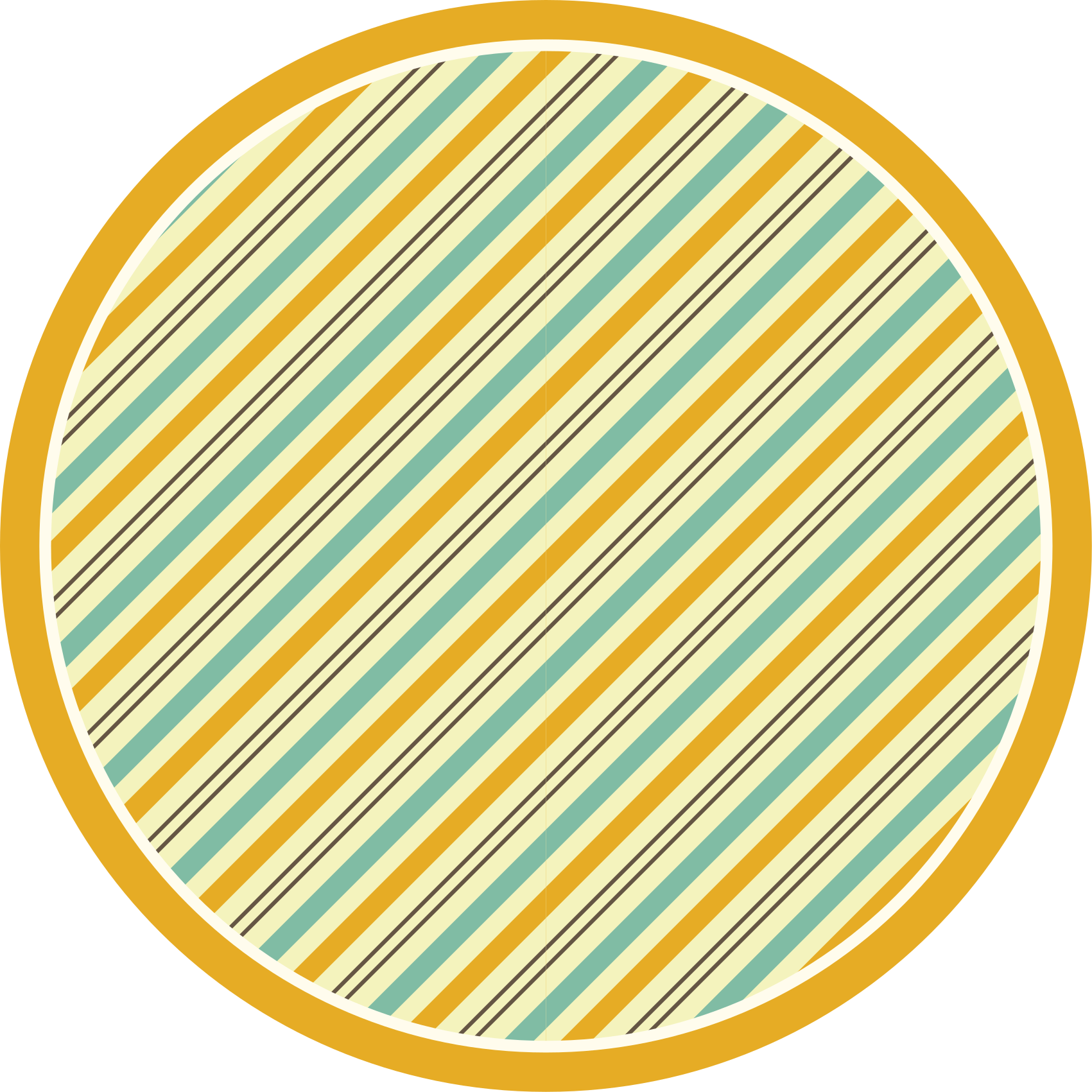 Stripes vinyl rug with circular yellow patterns - TenStickers