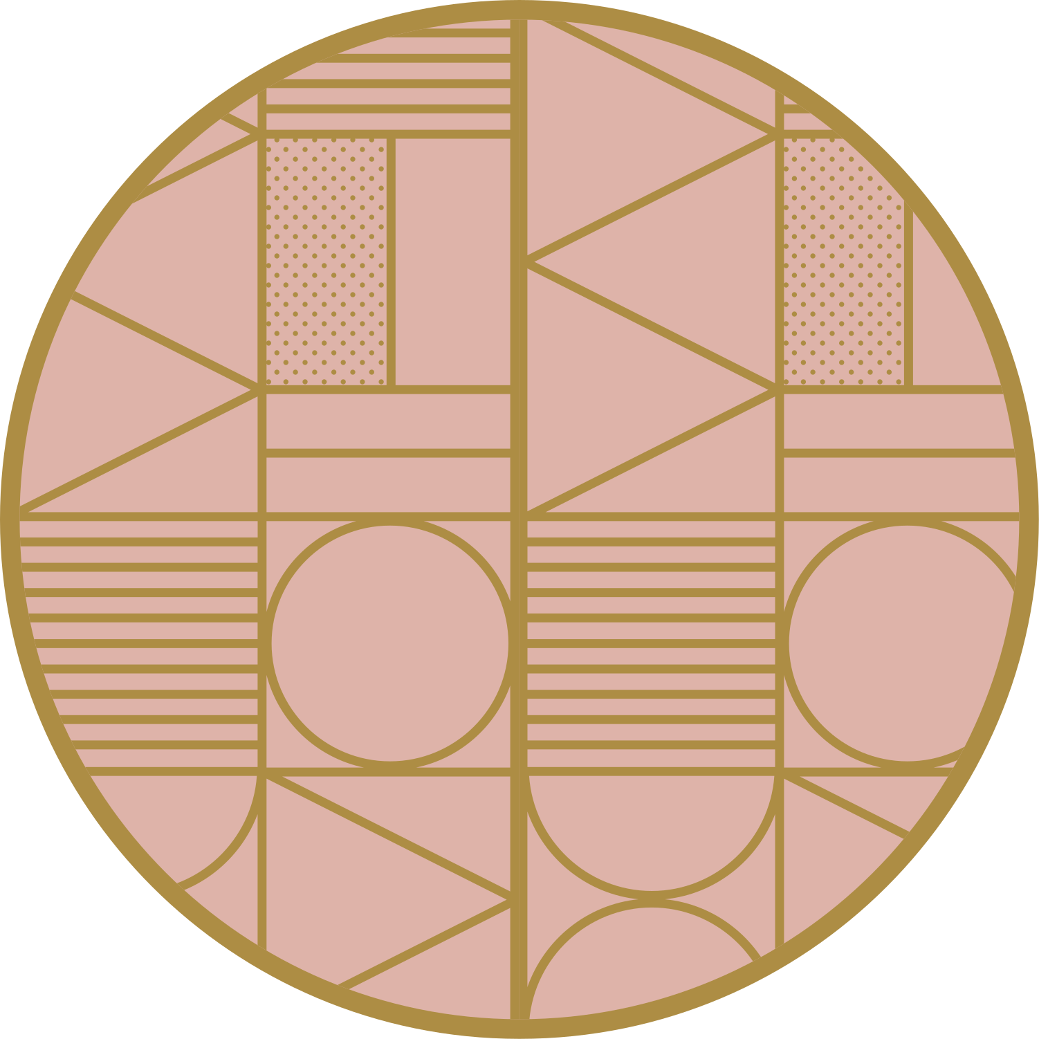 Gold and pink geometric shapes circular rug - TenStickers