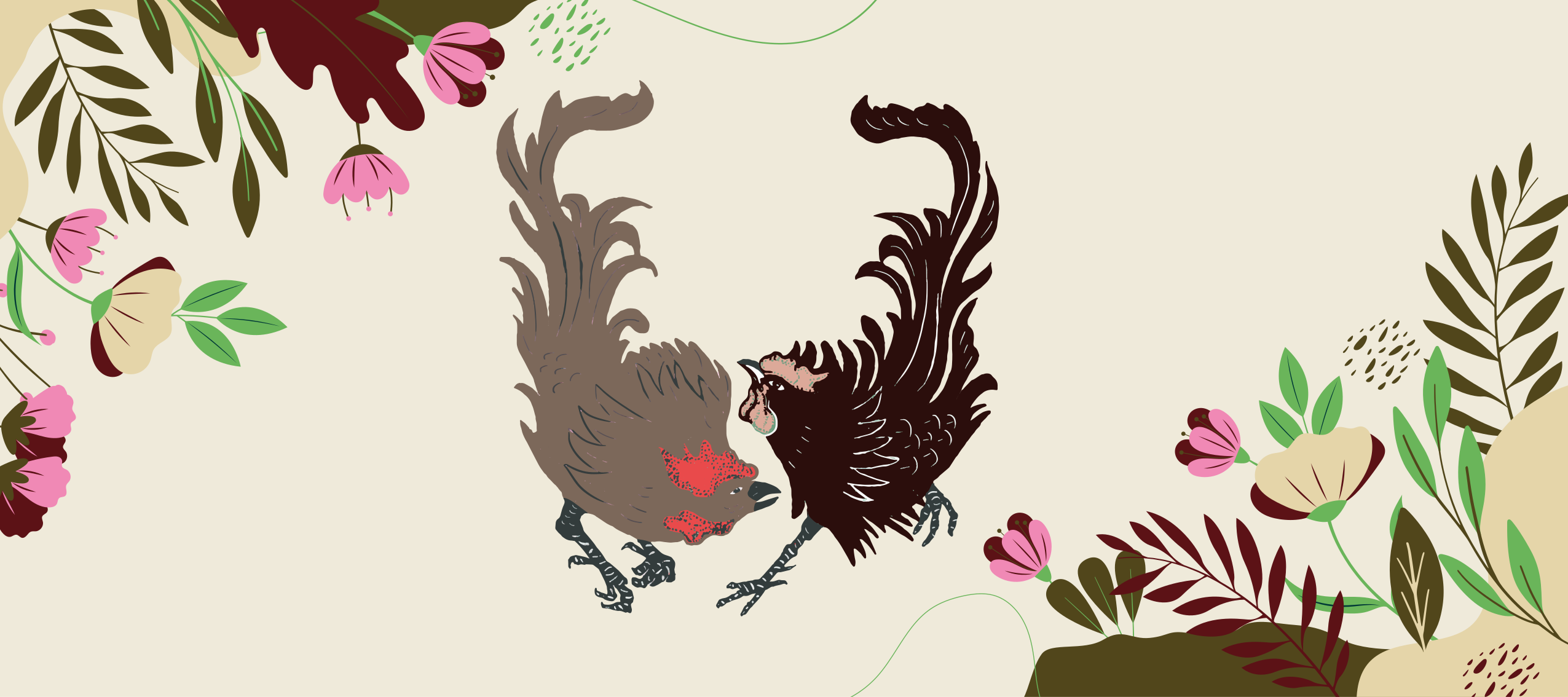 Pigeons floral scene animal vinyl rug - TenStickers