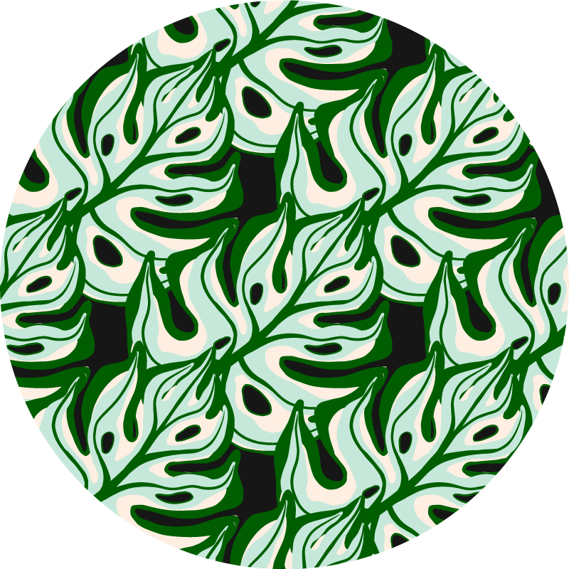 Green splashy flora pattern circular rug - TenStickers