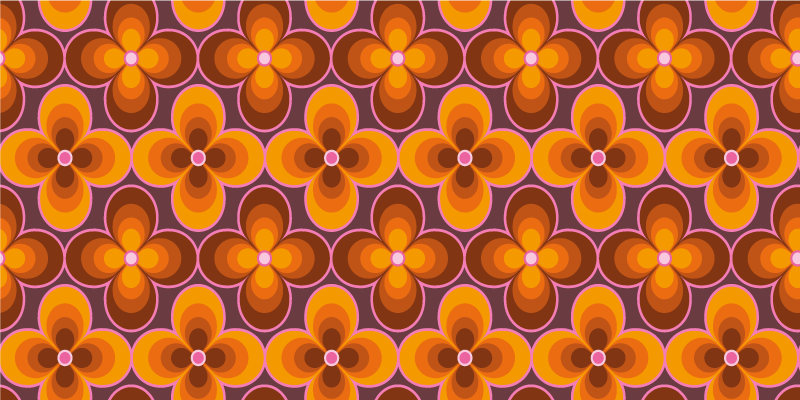 Flower retro groovy pattern rectangular rug - TenStickers